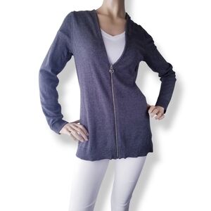 MICHAEL Michael Kors Charcoal Gray Zip-Up Cardigan Size Large
